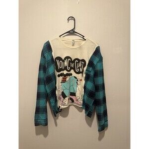 Young The Giant Reworked Upcycle Grunge Oversize Flannel Sweater M/L